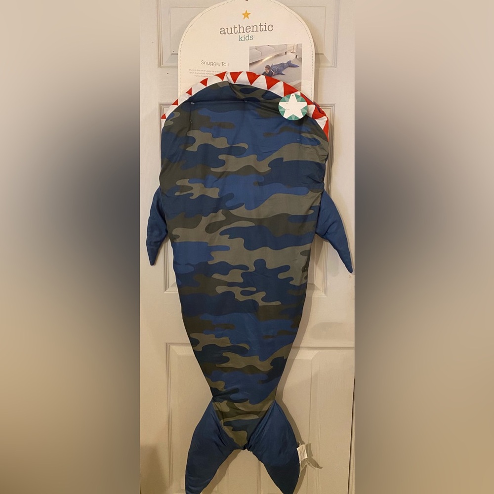 New- Authentic Kids Snuggle Camo Shark Tail